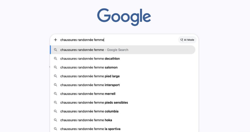 Suggestions automatiques Google pour trouver des mots-clés produits pour son e-commerce